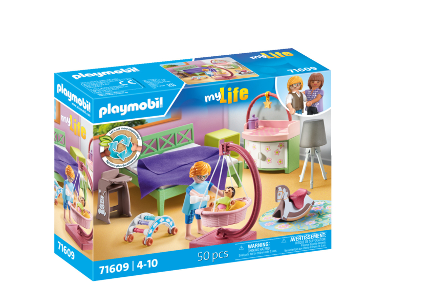 DDDDDPLAYMOBIL_71609_Wohnhaus-Schlafzimmer mit Babyspielecke_Box links